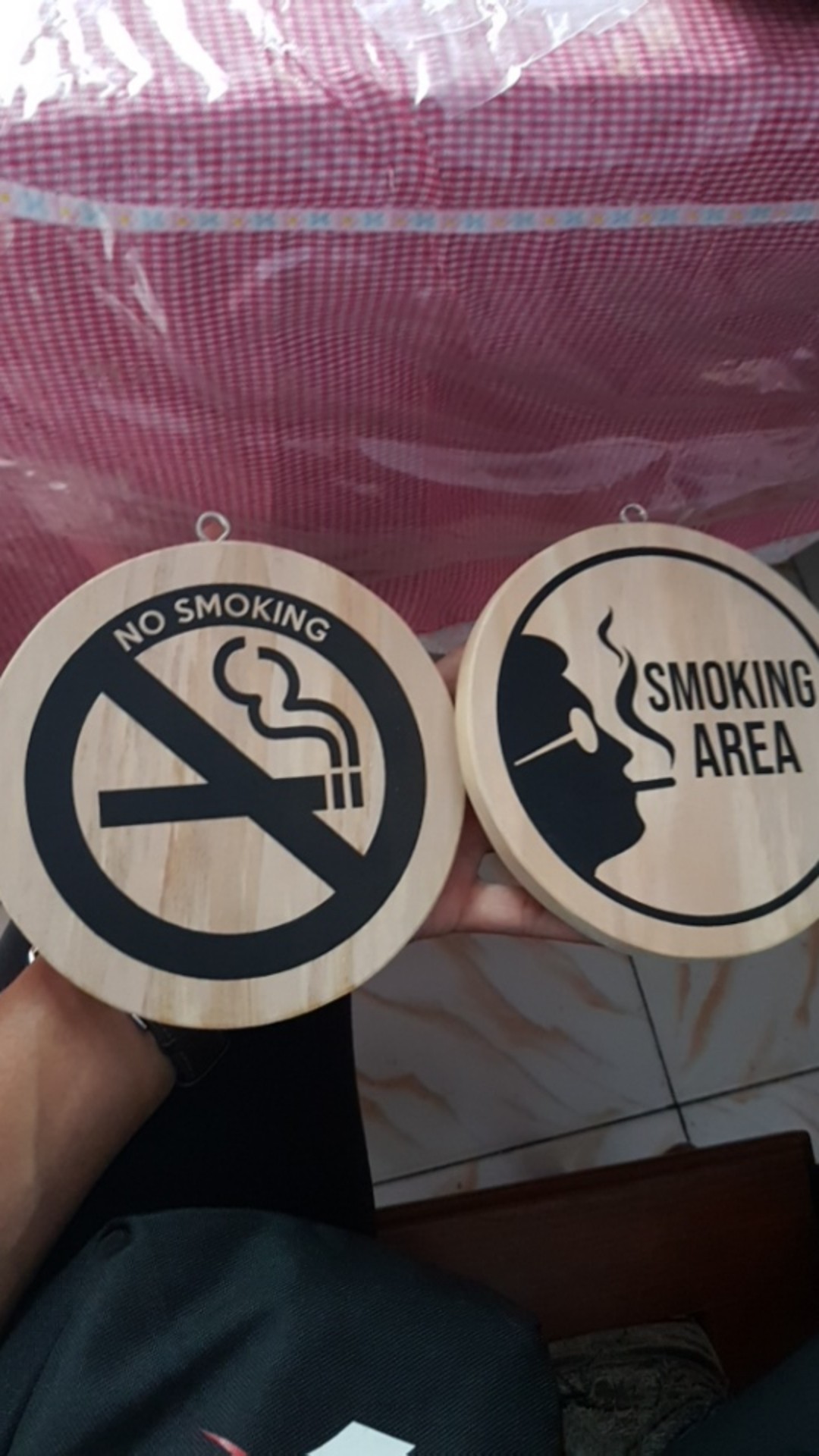 Wood Sign - Penanda Ruang Kayu No Smoking
