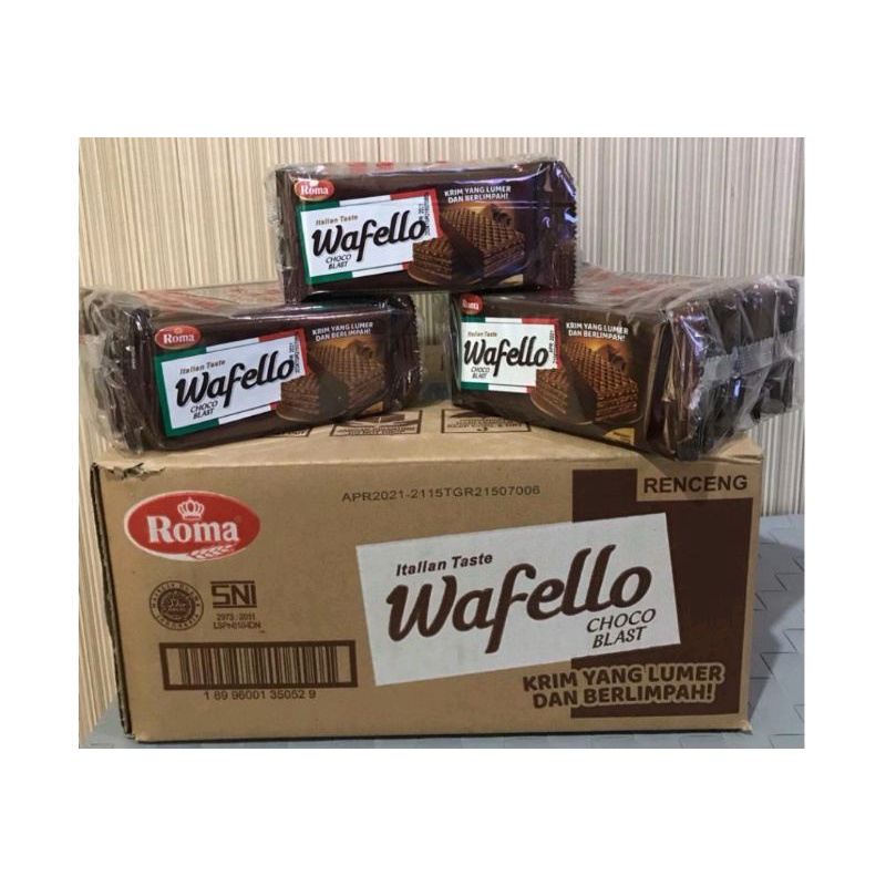 

1 Dus Wafello Wafer Choco Blast / Caramel 17gr ( Isi 12pak) @120 pcs ecer 1.000