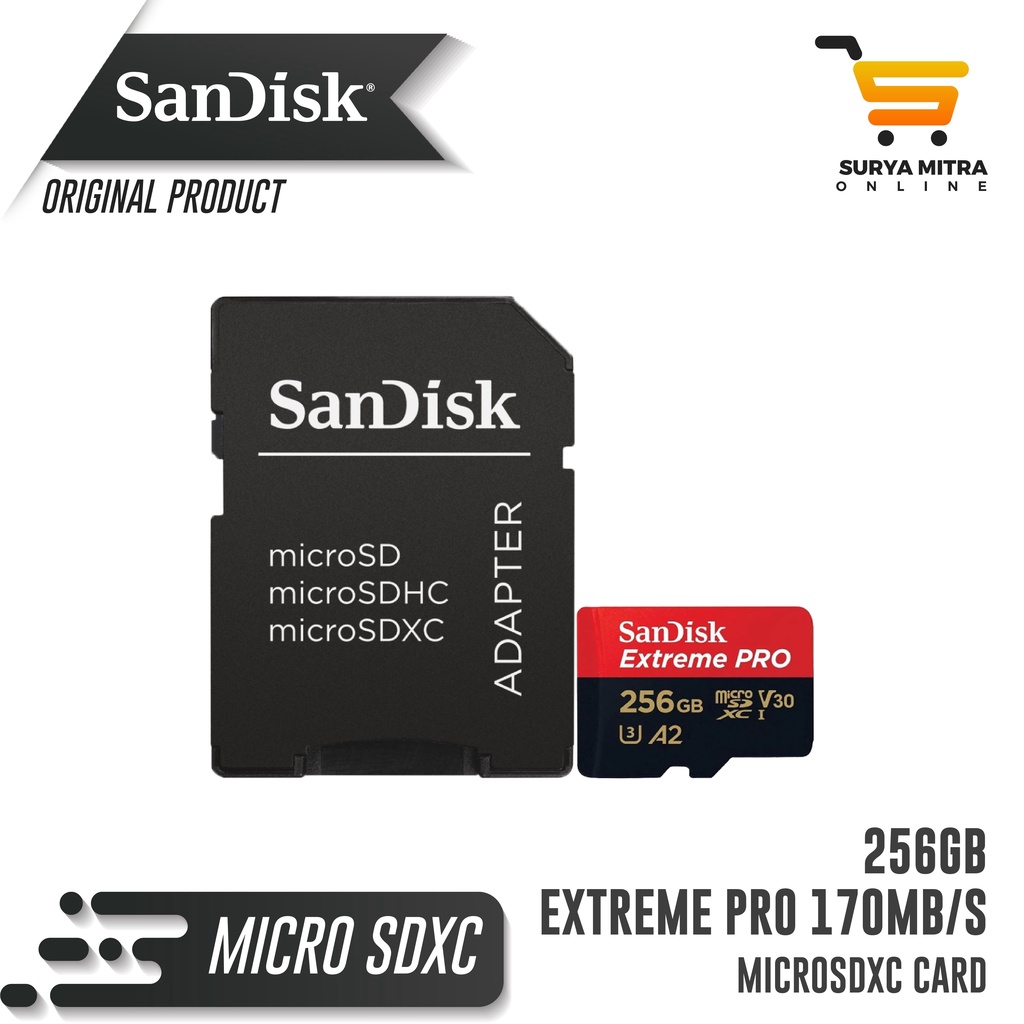 Sandisk MicroSD / Micro SD 256Gb U3 V30 EXTREME PRO 170 MB/s