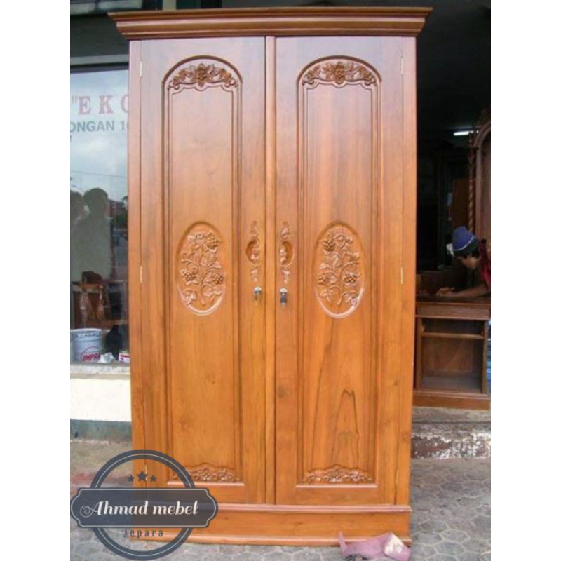 LEMARI JATI 2 PINTU MAWAR