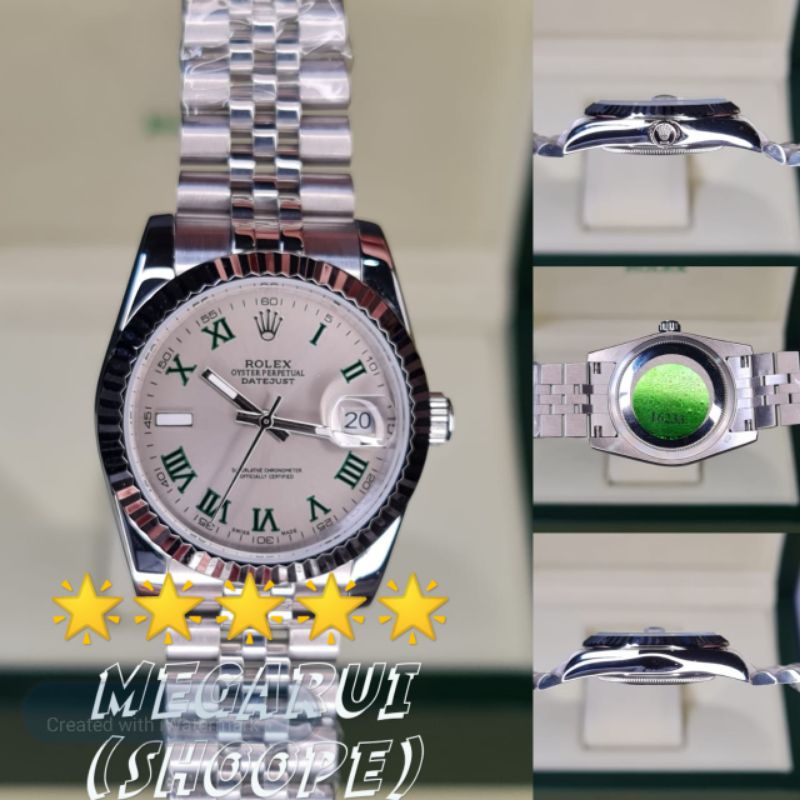 JAM TANGAN ROLEX DATEJUST ROMAWI 38MM SILVER GREY AUTOMETIC SUPER PREMIUM AAA
