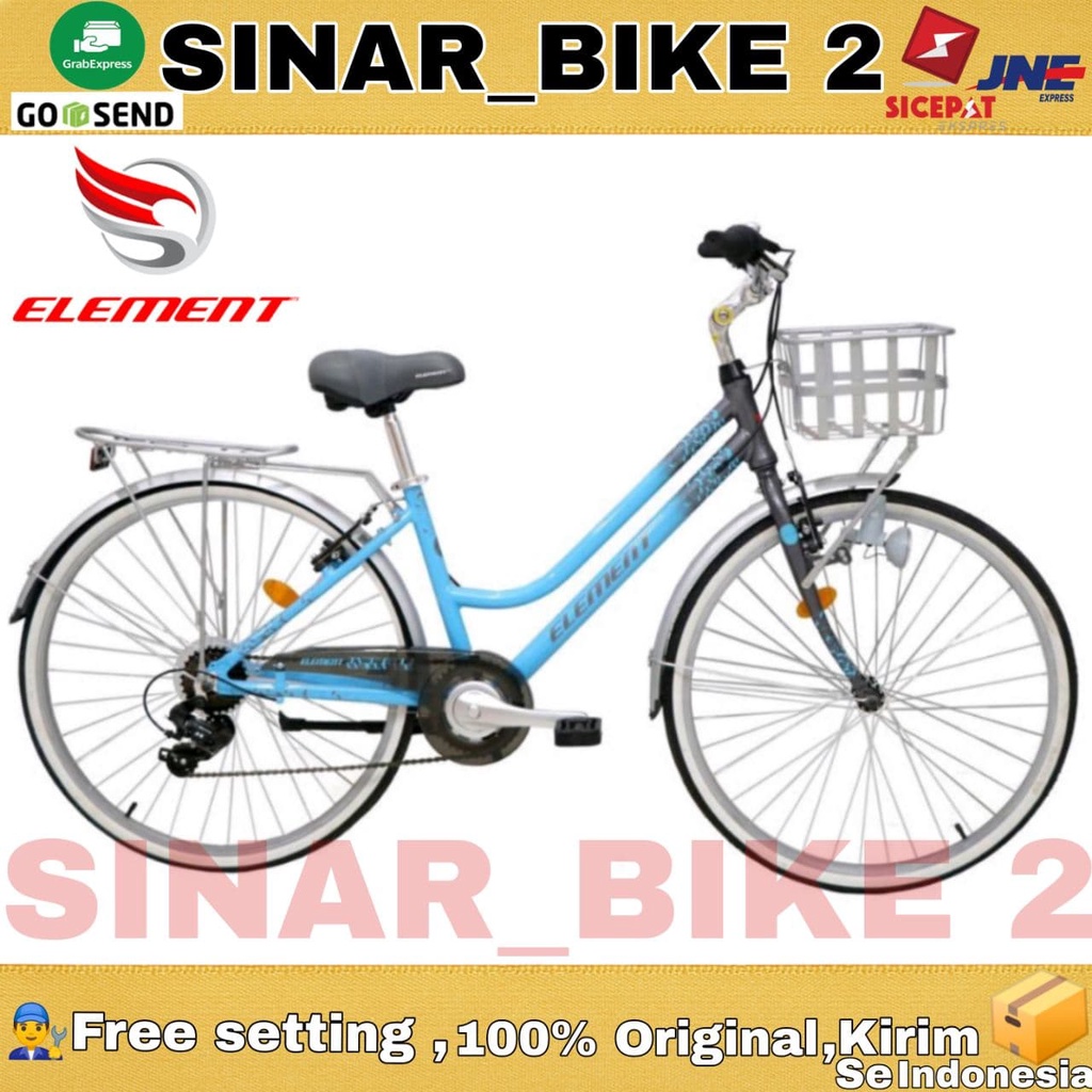 Sepeda Keranjang Remaja Dewasa ELEMENT City Bike Karen Alloy 26 inch, Keranjang Boncengan