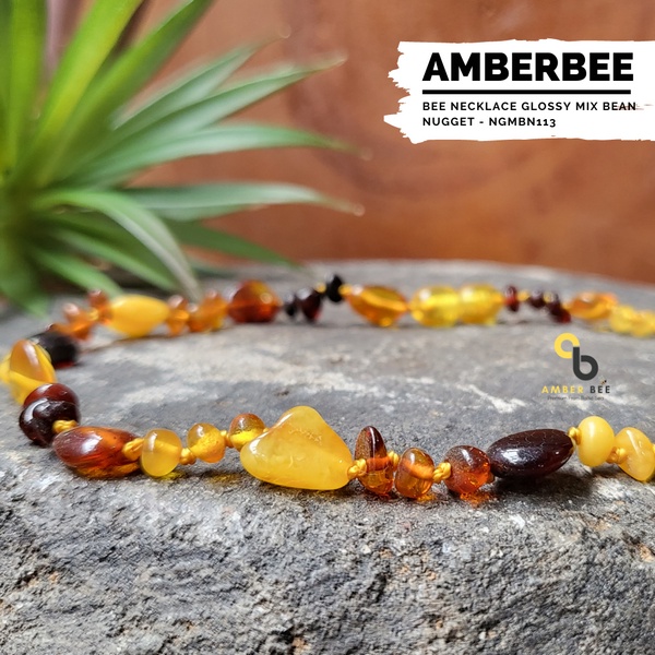 Kalung Amber Bayi &amp; Anak Glossy Mix Bean Nugget NGMBN113 By Amber Bee