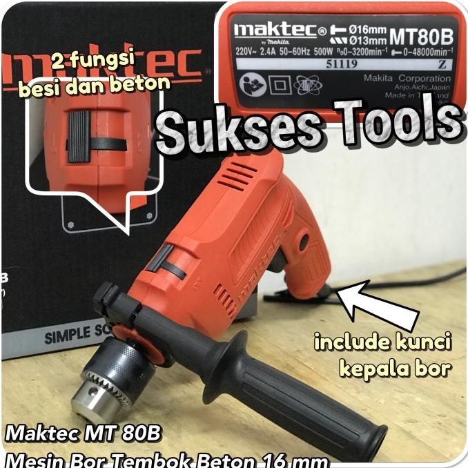 Mesin Bor Beton Maktec by Makita 16 mm Impact Drill MT 80 B MT80 B