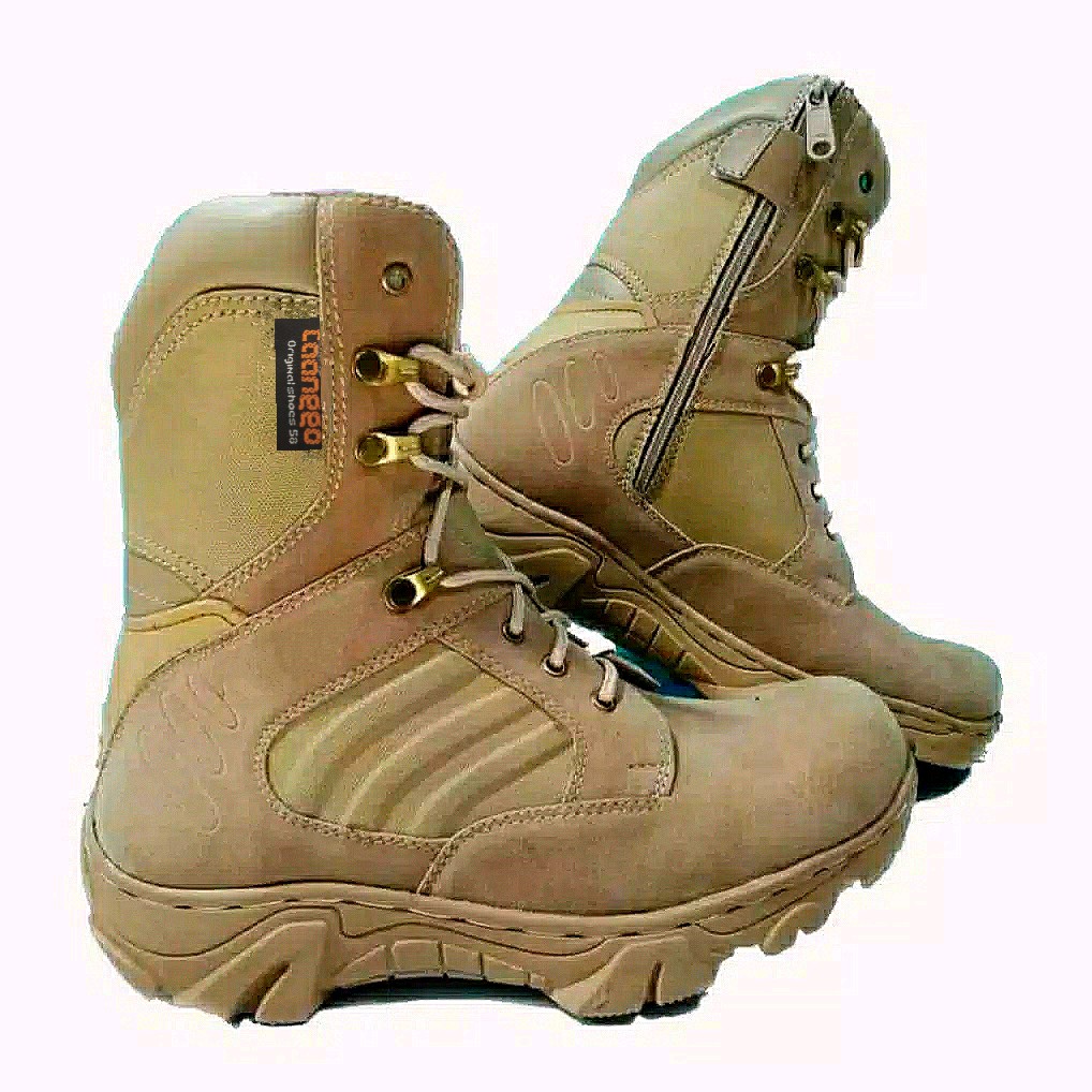 Sepatu PDL Safety Model Delta merek Caango Military Original Bahan Seude Warna Cream