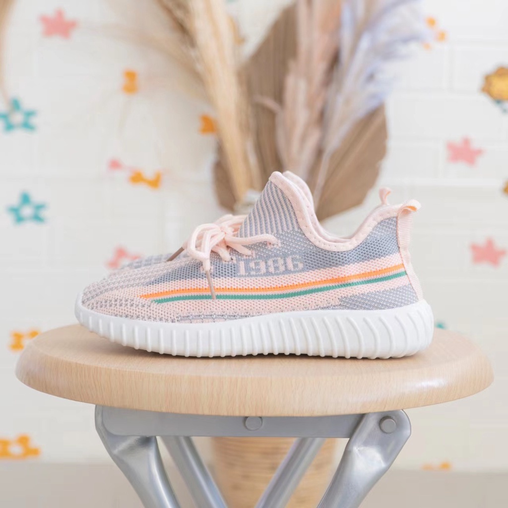 KF CAT Sepatu Fashion Anak Perempuan Laki-Laki Import Unisex Casual Santai Motif YZY Trendy-2