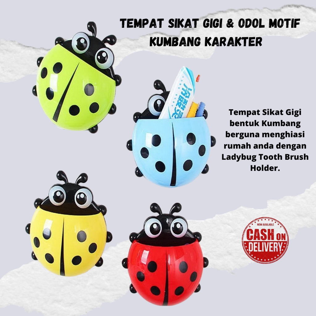 TERBARU!! Tempat Sikat Gigi &amp; Odol Motif Kumbang / Tempat odol sikat gigi ladybug