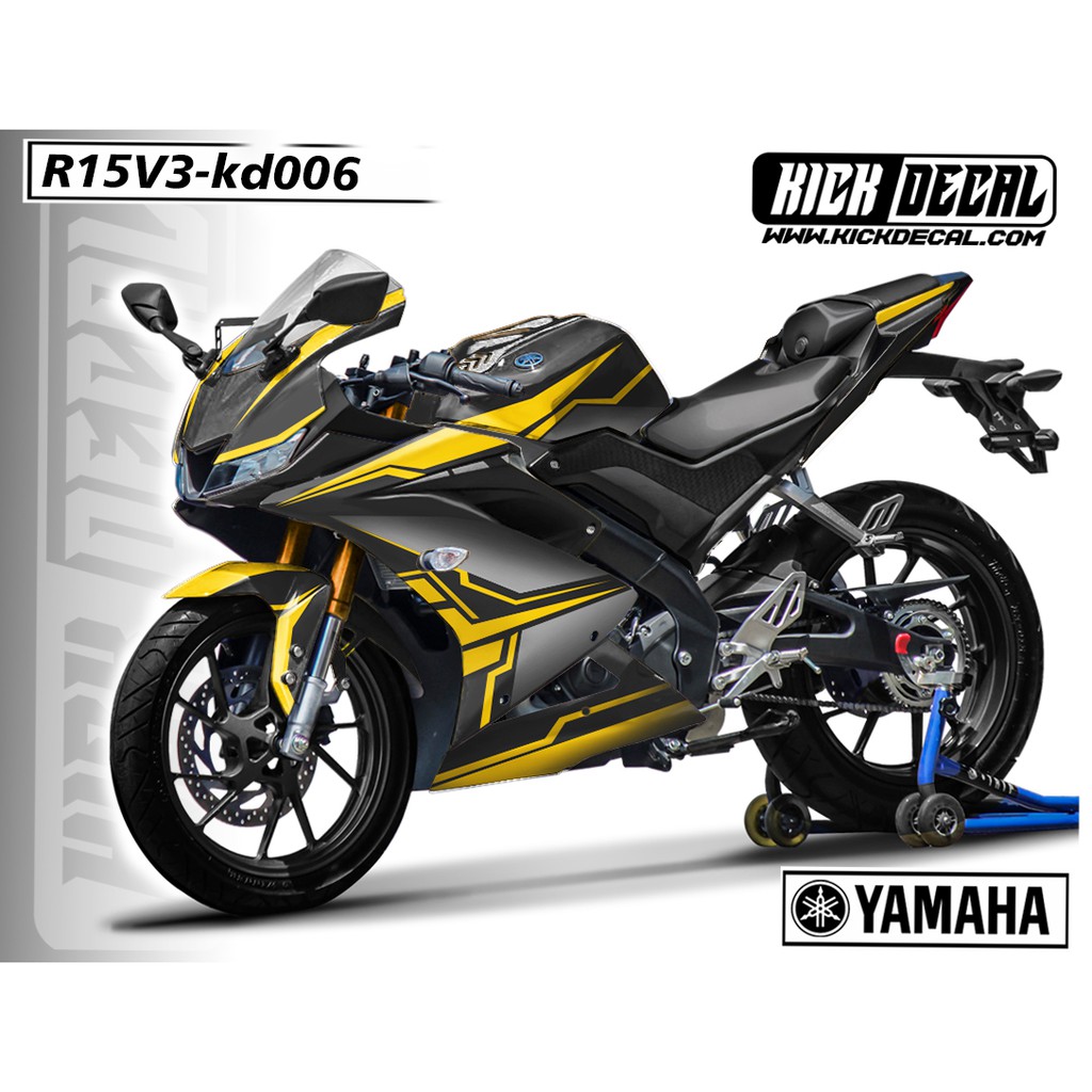 STICKER DECAL YAMAHA R15 V3 GRAFIS KUNING SILVER - KD006
