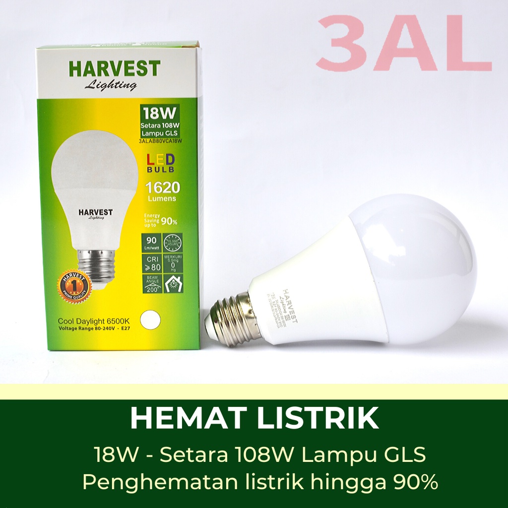 18W - Paket DUO - HARVEST LIGHTING Lampu Bohlam LED A Bulb  18 Watt Lampu Hemat Energi Original Bersertifikasi SNI dan Bergaransi