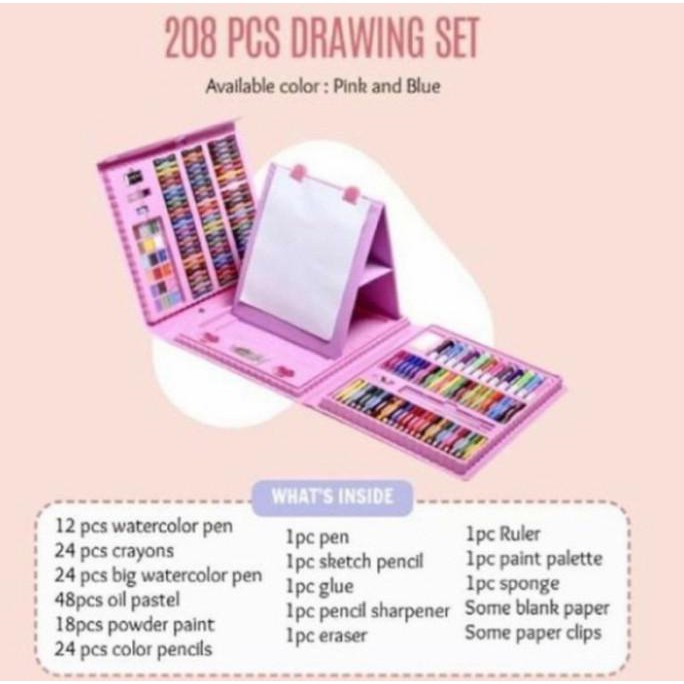 

(PERALATAN MENGGAMBAR) CRAYON ANAK SET ISI 208 PCS / ALAT LUKIS ANAK SET PENSIL WARNA CRAYON - PINK