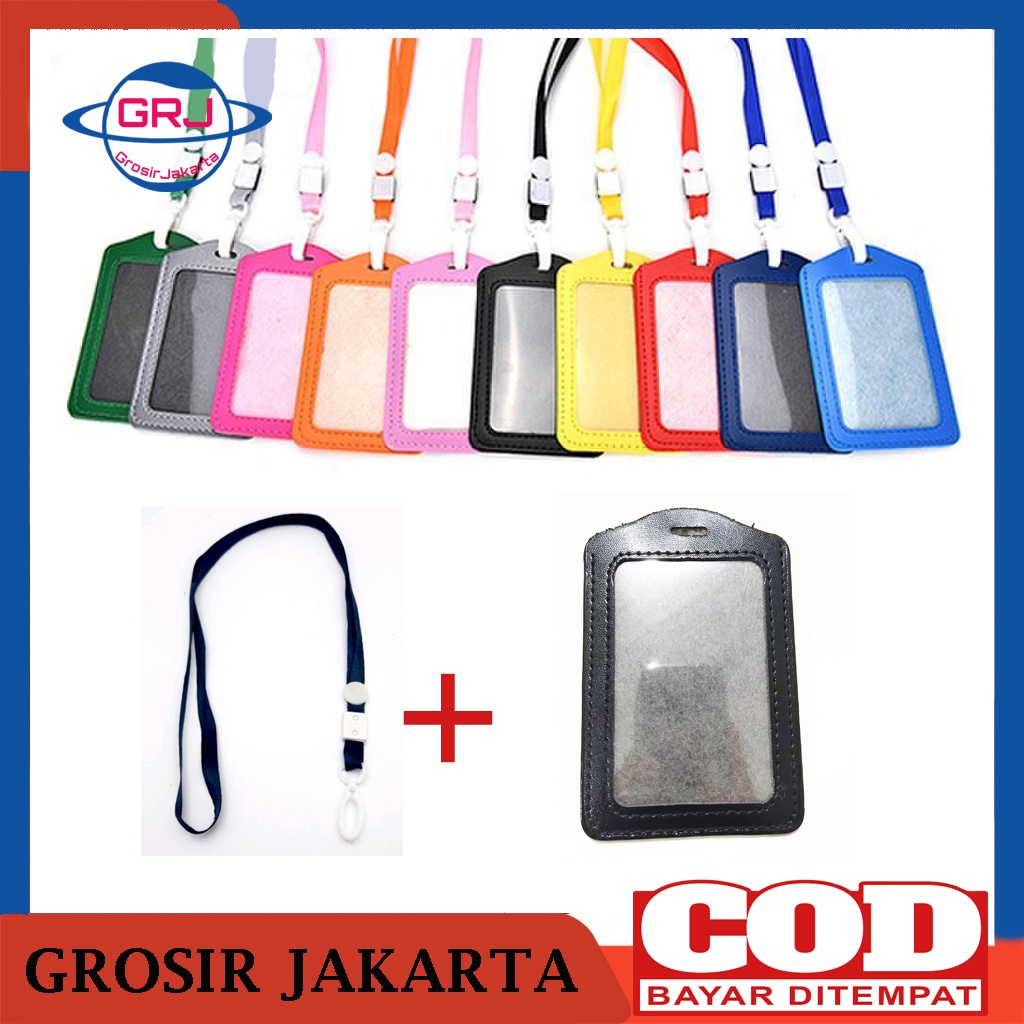 

Gantungan id card semi kulit plus tali