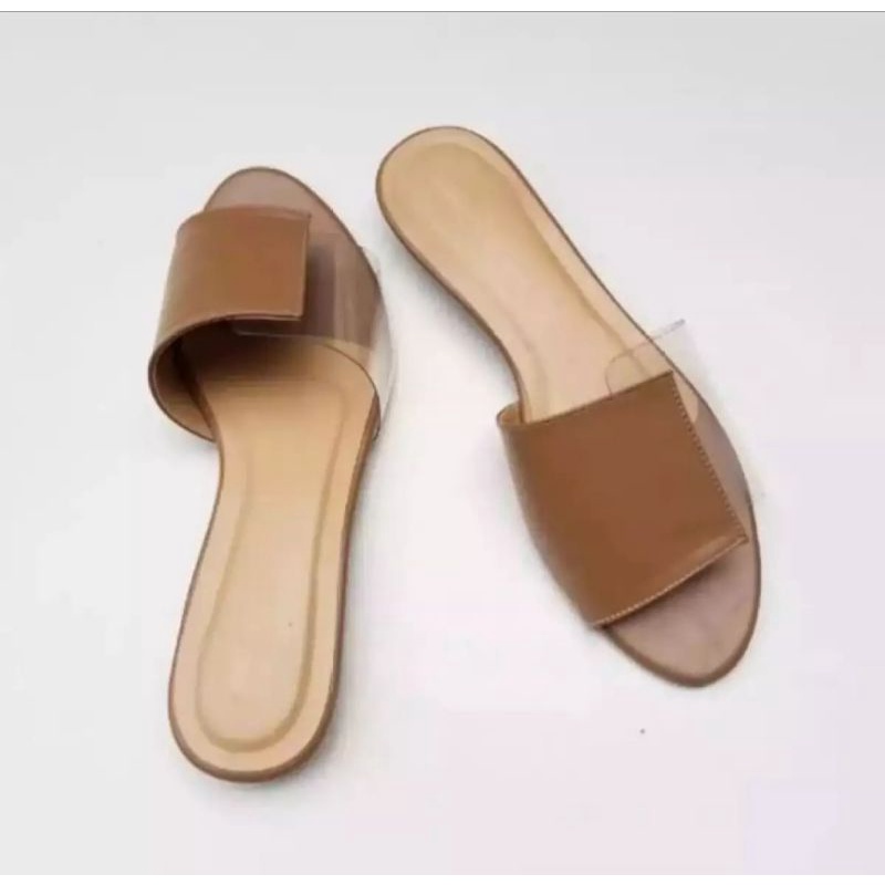 sandal wanita flatshoes mika transparan mika sambung