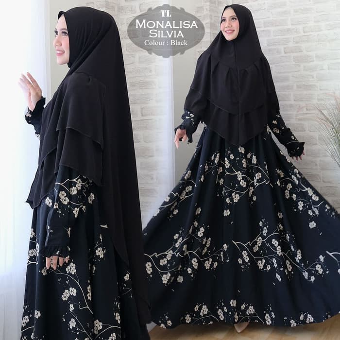 [Syari Monalisa Silvia Black TL] gamis muslim wanita monalisa hitam