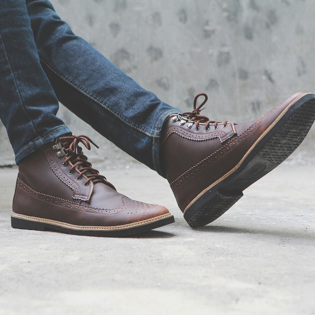 Benjiro Red Brush | Sepatu Boots Pria Coklat Ombre Vintage Klasik Kerja Boot Men Laki | FORIND Giant