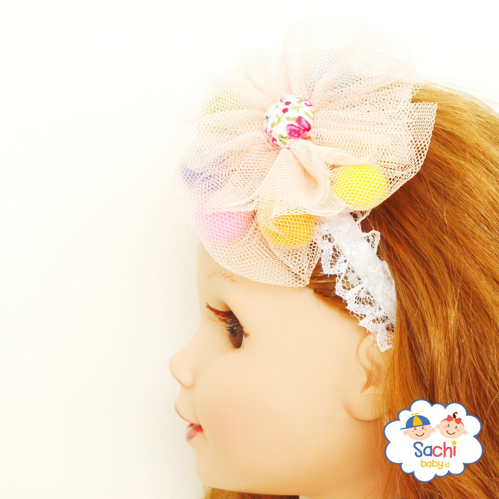 YooBerry Pita Anak Bando Bandana Bayi Korea Tulle Peach Sachi Baby SAA001 Berry Mart