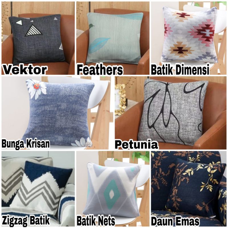 PILLOW CASE ELASTIC-Sarung Bantal Sofa Motif Import