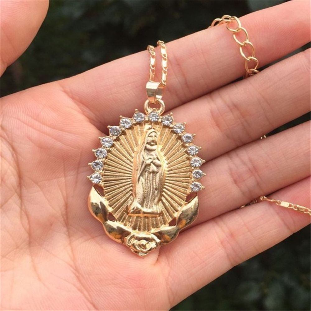 Kalung Rantai Liontin Salib Yesus Warna Gold Untuk Unisex