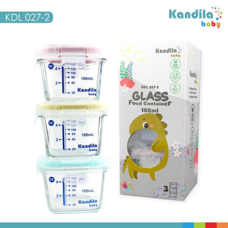 Kandila Baby Glass Food Container KDL027-2 KDL027-3 KDL027-4 KDL027-5 KDL027-6 KDL027-7 KDL027-8 KDL027-9 - Wadah Tempat Makanan Mpasi Bayi Kaca - Tepak Makan Kaca - Kotak Malan Mpasi Moti Printed Glass Lucu - Glass Box Print - Glassbox Mpasi Anak Bayi