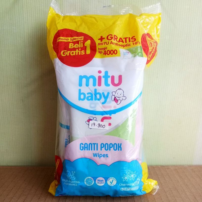 MITU BABY WIPES GANTI POPOK BELI1 GRATIS1 @50'S CHARMING LILY, PLAYFUL FRESSIA, SWEET ROSE