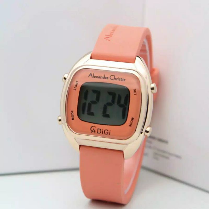 Jam wanita digital alexandre christie ac 9335 original orange rosegold