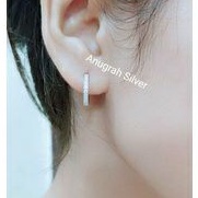 (COD)Anting jepit dewasa donat ukuran besar mata diamond putih perak asli 925/silver lapisan emas putih murni.