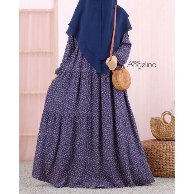 Bella Dress Bunga Katuk Navy by Atelier Angelina