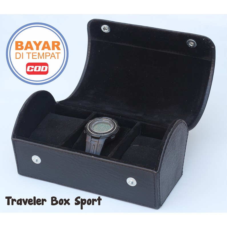 Traveller Watch Case Tube / Tempat Jam Tangan Sport Isi 3 HITAM