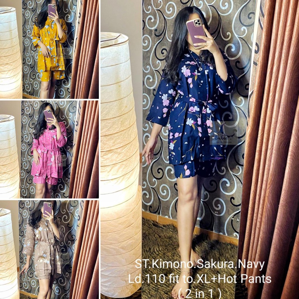 (Jamin RealPict!) Set KIMONO 2in1 Rayon Viscose Baju Tidur Piyama Pajamas