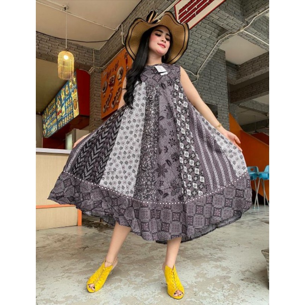 Daster Payung Klok Jumbo Monochrome Sogan Batik Kencana yukensi