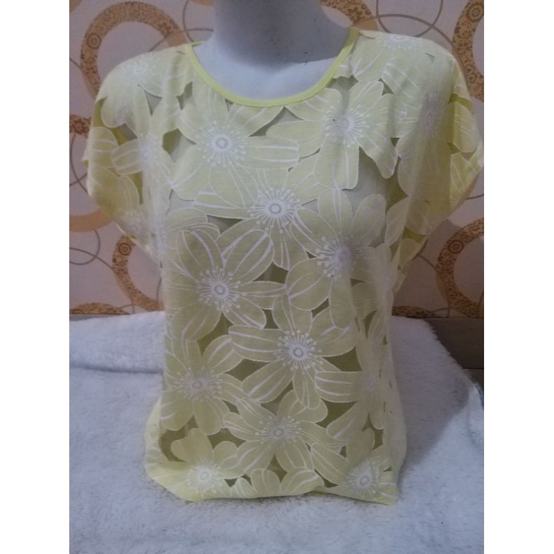 prelove atasan wanita kaos bunga transparant