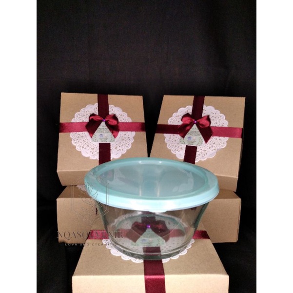 Souvenir mangkok kaca tutup plastik baby born wedding nikahan khitanan lahiran murah