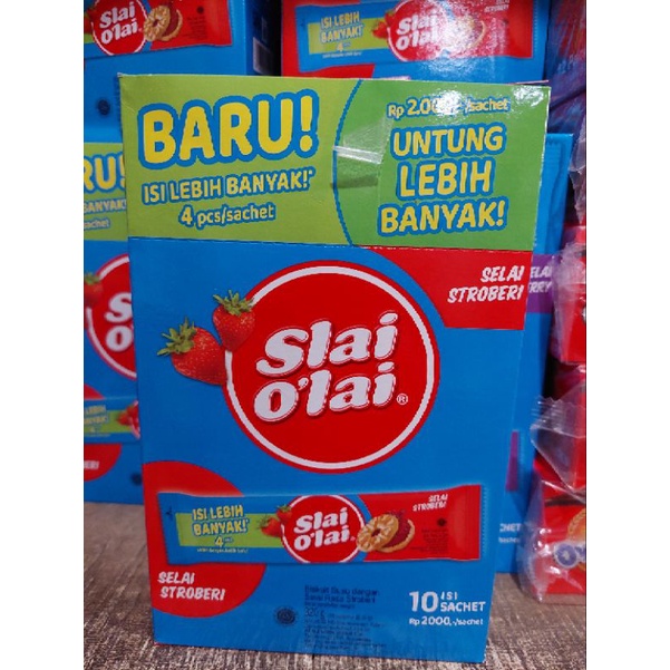 Slai Olai Stroberi Strawberry  Kemasan Baru 1 box isi 10 Sachet