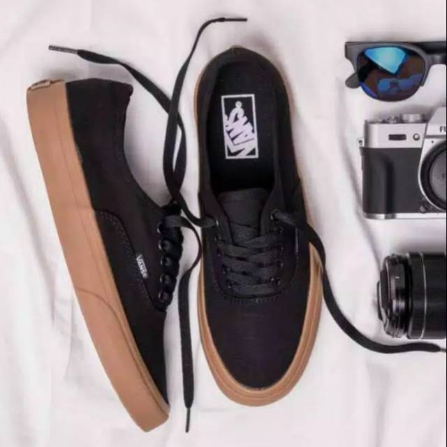 SEPATU43 VANS AUTHENTIC FULL BLACK HITAM COKLAT OLDSKOOL ERA SK8