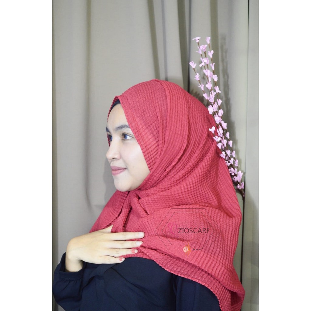 A36 PASHMINA PLISKET KOTAK Pashmina Crinkle ZIOSCARF kerudung bawal malaysia waffle shawl