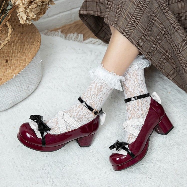 Sepatu Lolita asli Jepang sepatu tinggi sepatu tebal sepatu teh gadis cantik sepatu tunggal pelajar