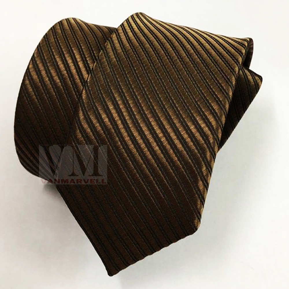 VM Dasi Coklat Polos Garis Slim - Dasi kerja / Dasi Pesta Coklat