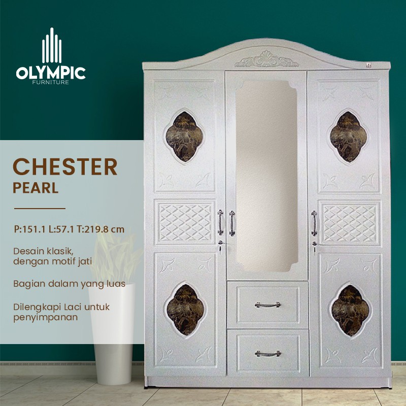 Lemari Pakaian 3 Pintu WRTM Chester Pearl