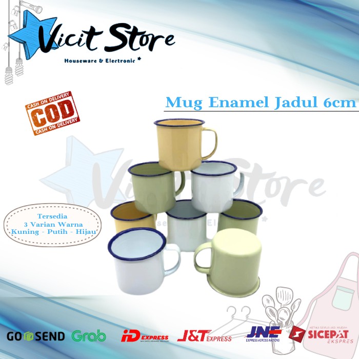 Mug Enamel Jadul / Mug Souvenir / Mug Kopi / Mug teh Enamel 6cm