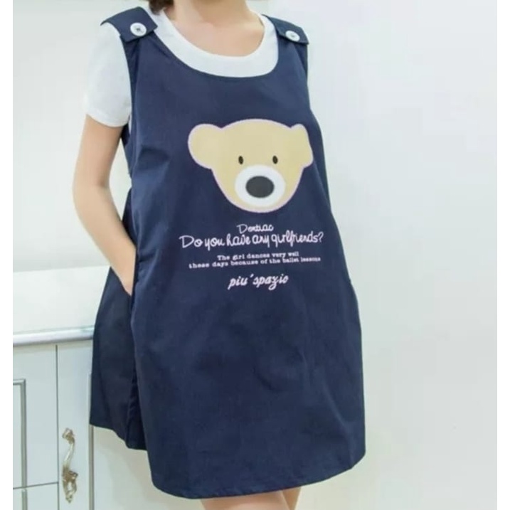 INV - OVERALL DRESS BUMIL REBECCA / KATUN SABLON / NAVY / TERBARU / BUSUI FRIENDLY