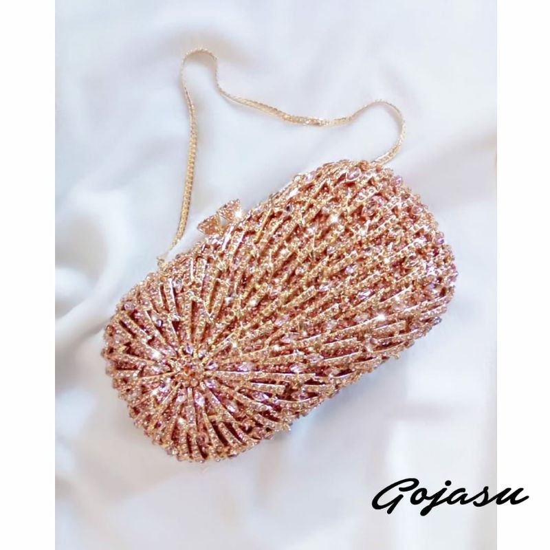 Gojasu - Rose Gold Swarovski Clutch Purse - Tas Pesta Wanita