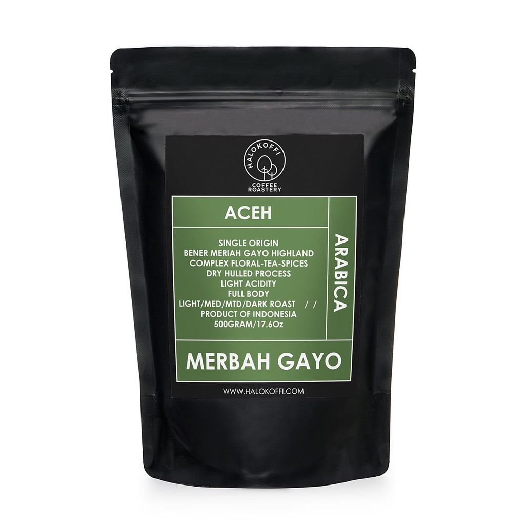 

Kopi Arabika Aceh Gayo/Merbah Gayo Biji/Bubuk 500gr / Halokoffi Arabica Coffee