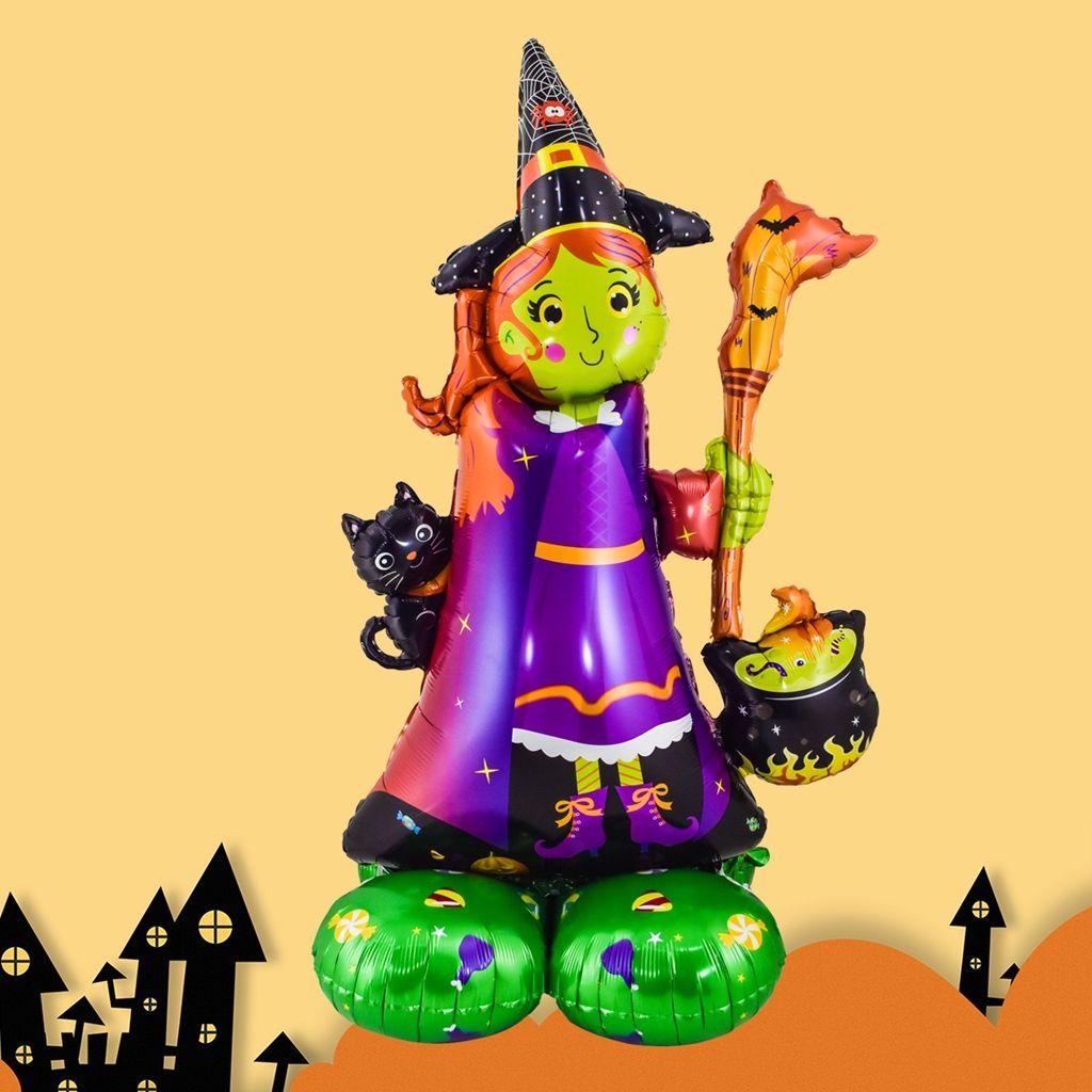 【 ELEGANT 】 Dekorasi Pesta Halloween Penyihir Kreatif, Pohon, Labu Bentuk Kartun Foil Mainan Anak