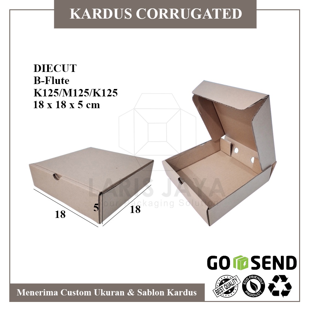 

Box Diecut 18x18x5 Kotak Pizza Packing Gift Painting Kit Kardus Die Cut Kado Hampers Brownis 18 x 18 x 5 cm ( Kardus Pizza 18 x 18 x 5 cm )