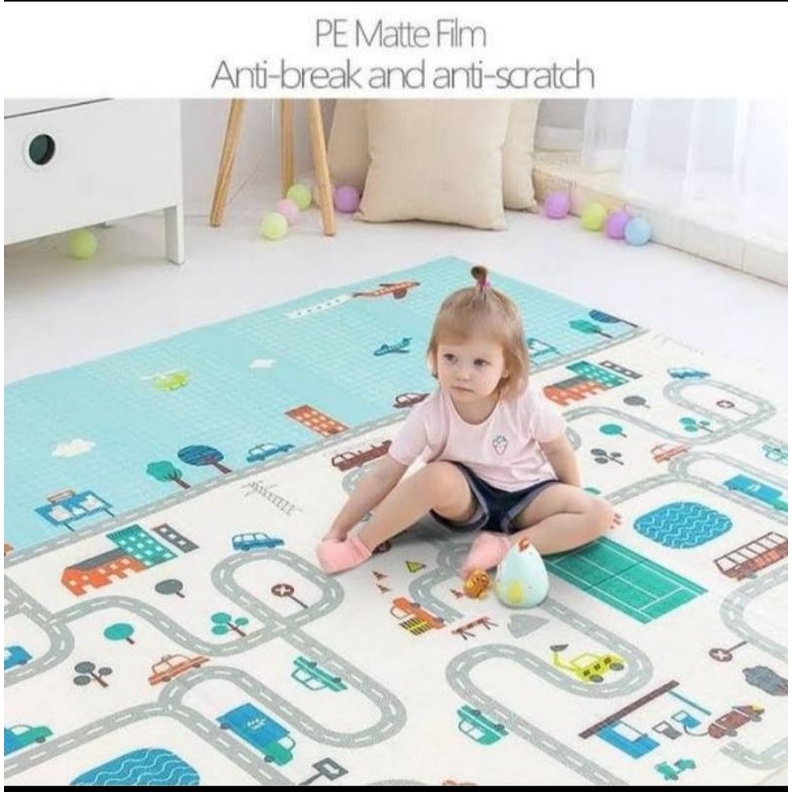 Matras / Karpet Anak Ukuran Jumbo Motif Bolak Balik Free Tas / Baby Playmat