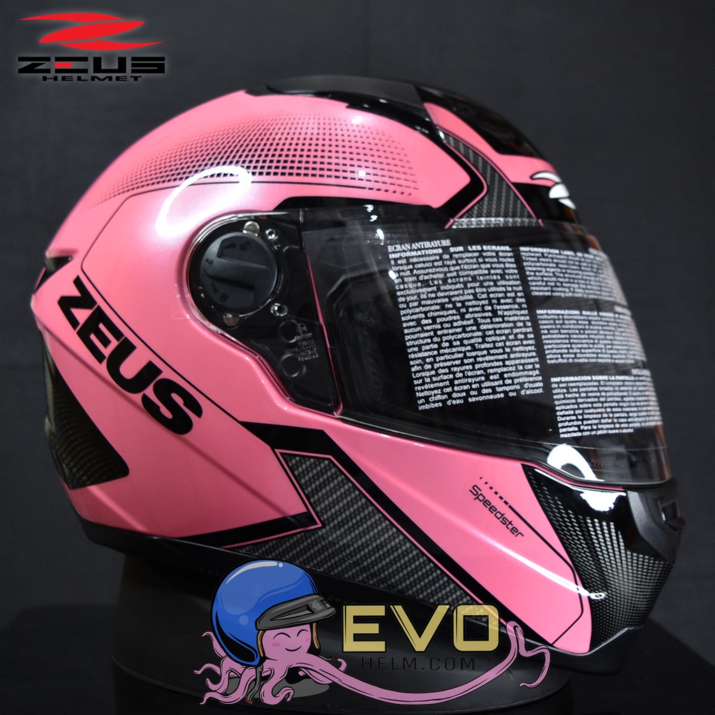 HELM ZEUS FULL FACE PINK AL6 BLACK - FREE SMOKE VISOR ZEUS ORIGINAL ( ONGKIR 2KG )