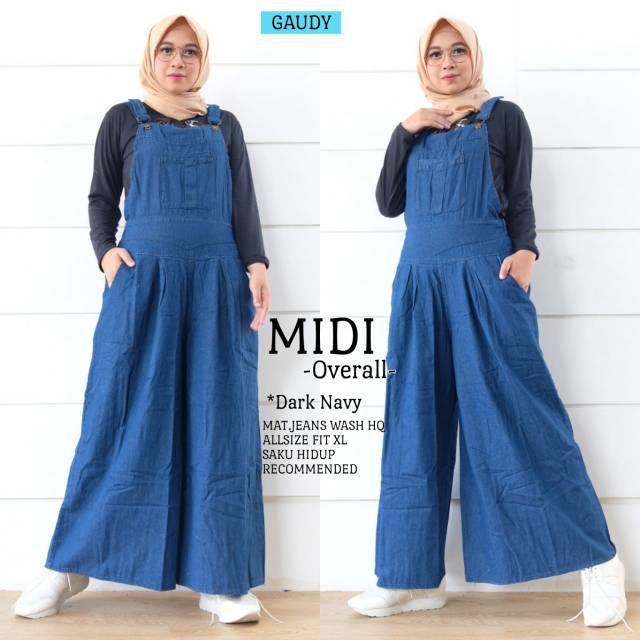 Overall Celana Jeans / Overall Kulot Wanita / Overall Jeans Wanita /Jumpsuit Jeans Wanita / Baju Kod