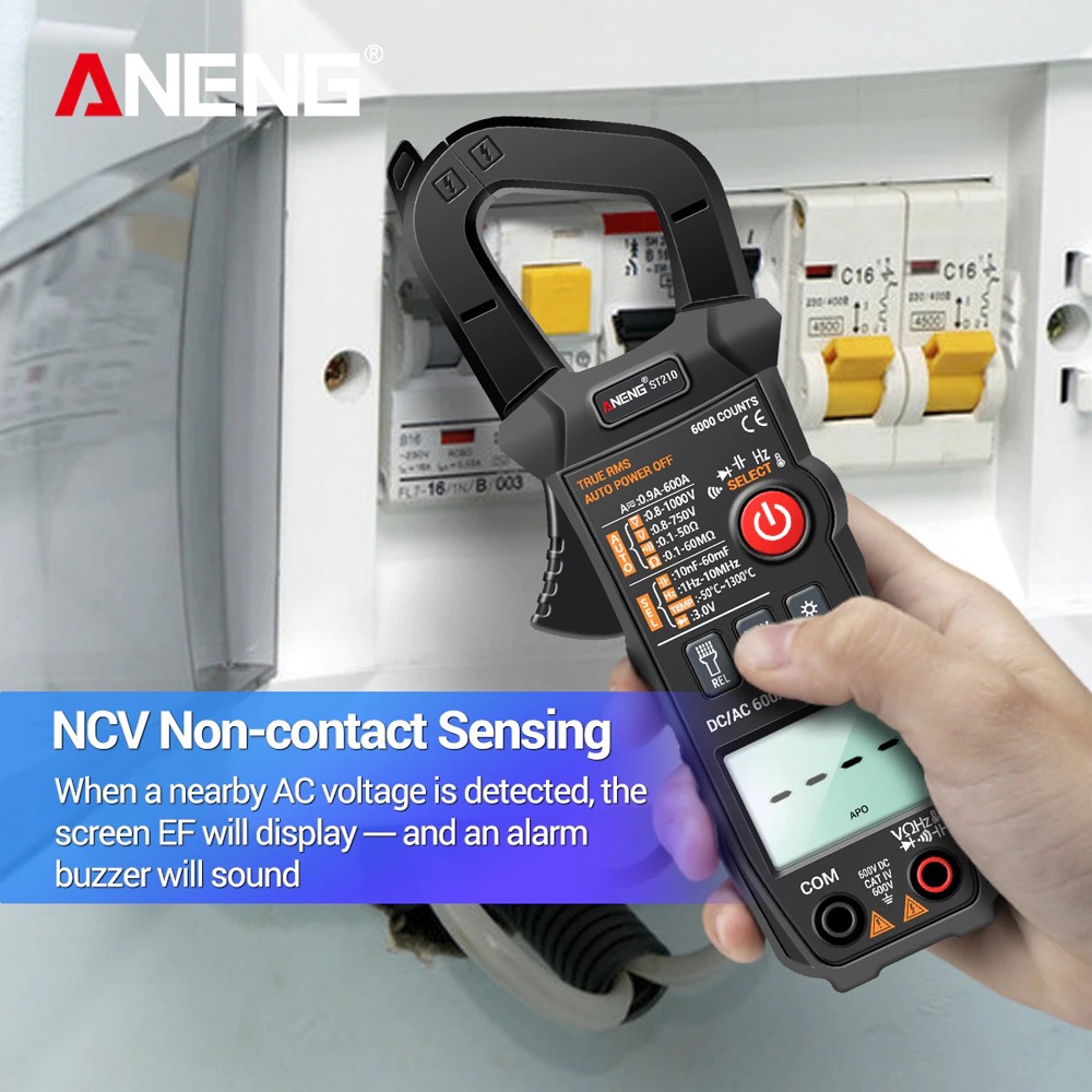 ANENG Digital Multimeter Voltage Tester Clamp - ST210 - Black