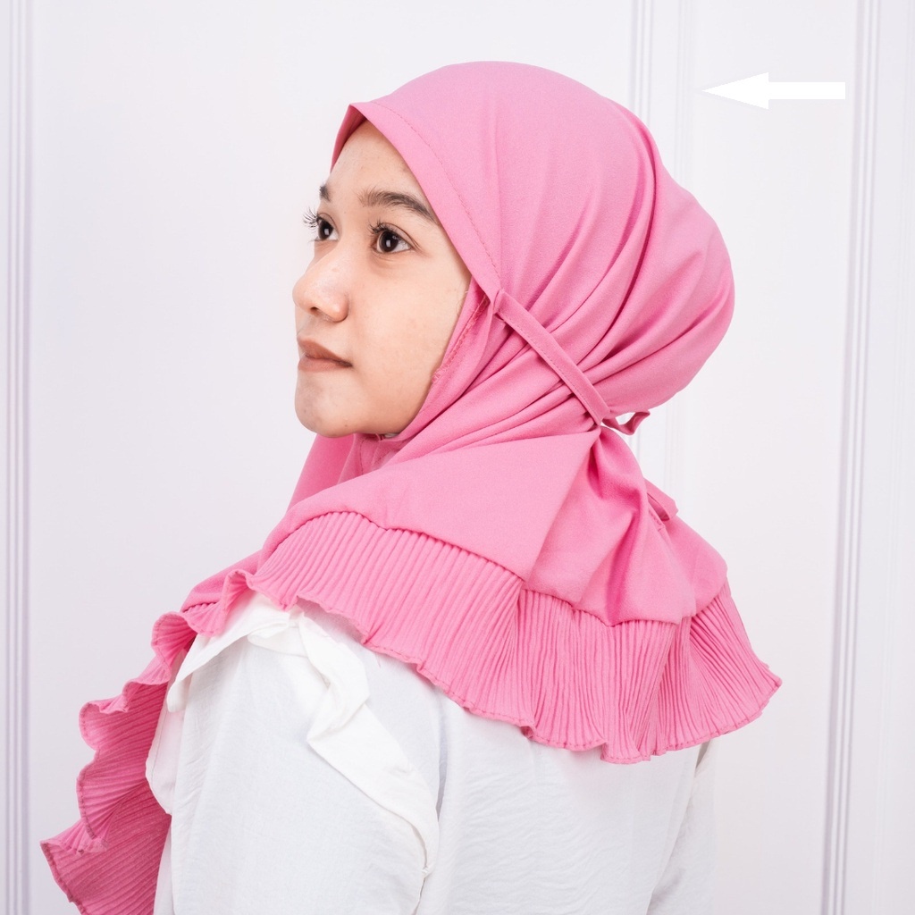 Bergo plisket tali non pet / idola hijab bergo maryam plisket kombinasi