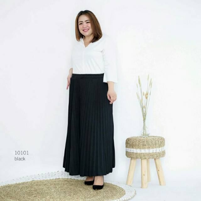 ROK PLISKET PANJANG WANITA REMPEL BESAR JUMBO PREMIUM HQ