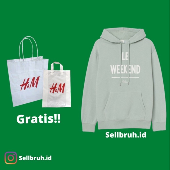 Hoodie H&M HnM Jaket Pria Wanita Le Weekend Green/Hijau